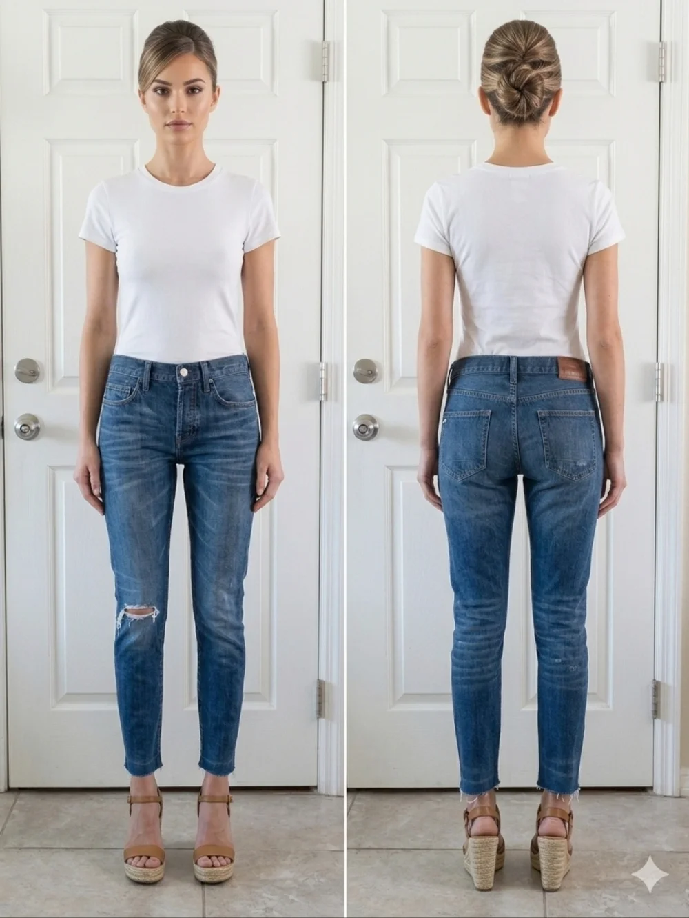 ALLSAINTS Pistol Fit Women's Blue Distressed‎ Jeans in size W28